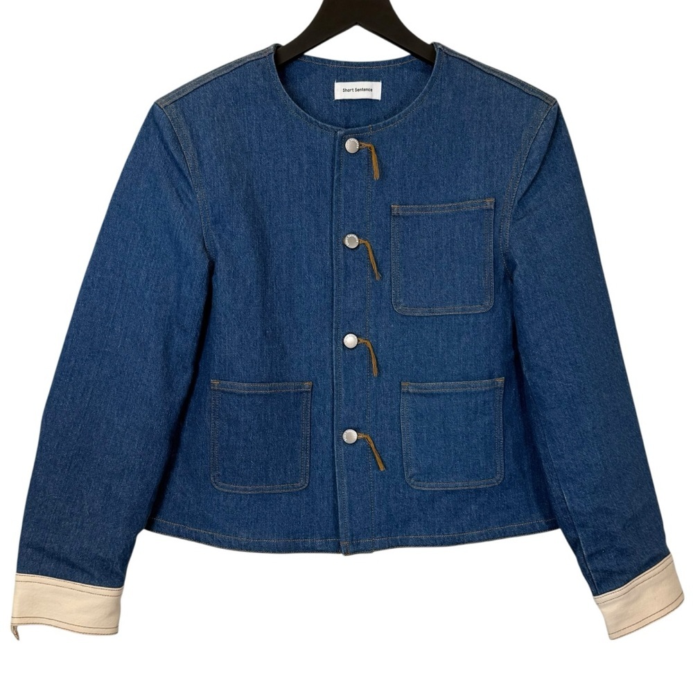 Short Sentence Size S Blue Denim Western Lady Jacket Stretch Denim Contrast Cuff